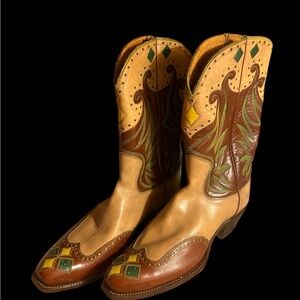 Man Western Tan and Brown Boots